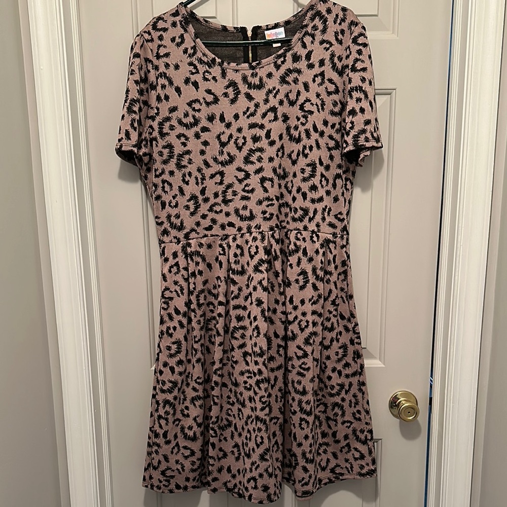 Leopard Print Dress - Black and Tan